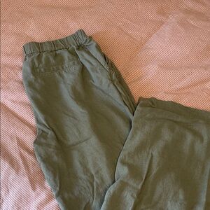 Caslon Olive Green Wide-Leg Linen Blend Pants